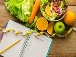 raw fruits and vegetables and diet planner