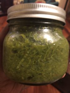 Jar of homemade green seasoning