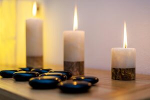 Candles and massage stones