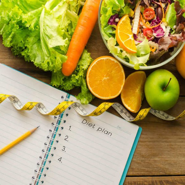 raw fruits and vegetables and diet planner